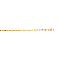14K Yellow Gold 2.5mm Diamond Cut Royal Rope 8 Chain Bracelet with Lobster Lock