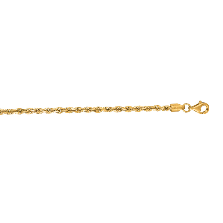 14K Yellow Gold 18 2.75mm Diamond Cut Royal Rope Chain with Lobster Lock