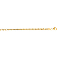 14K Yellow Gold 3mm Diamond Cut Royal Rope 8 Chain Bracelet with Lobster Lock