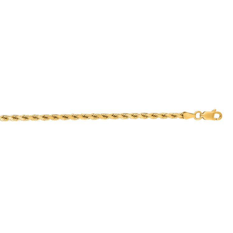 14K Yellow Gold 20 3.5mm Diamond Cut Royal Rope Chain with Lobster Lock