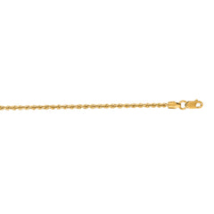 14K Yellow Gold 1.8mm Rope 24 Chain with Lobster Lock
