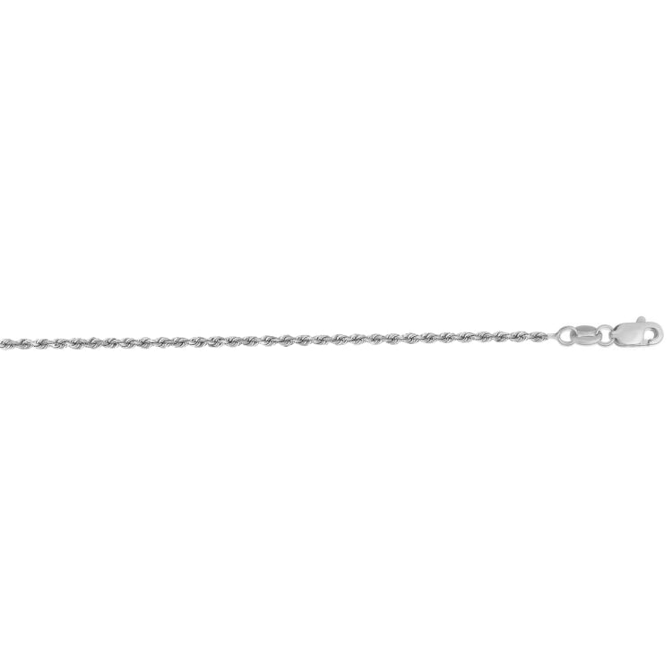 14K White Gold 22 1.4mm Diamond Cut Royal Rope 22 Chain with Lobster Lock