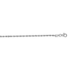 14K White Gold 2mm Diamond Cut Royal Rope 18 Chain with Lobster Lock