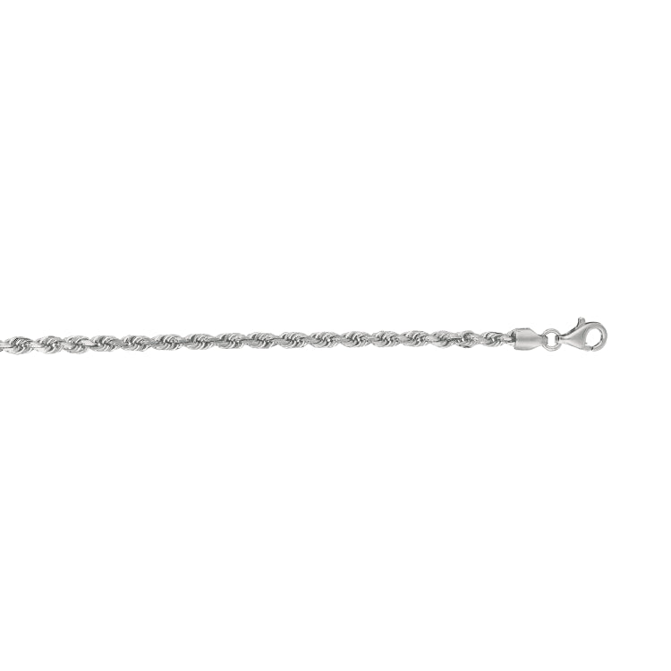 14K White Gold 3mm Diamond Cut Royal Rope 18 Chain with Lobster Lock