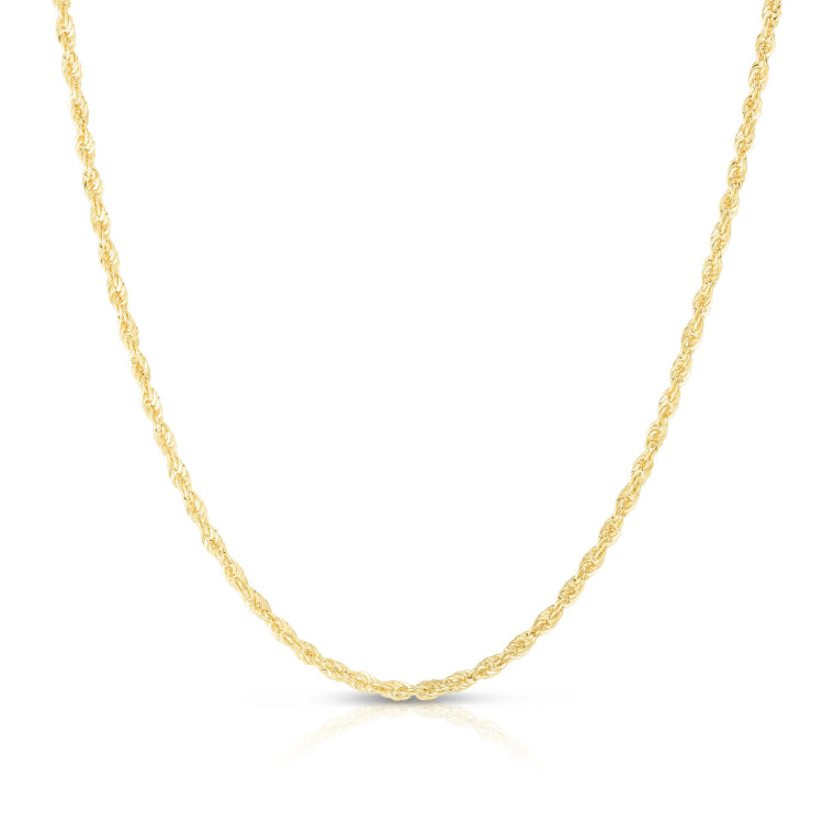 14K Yellow Gold 2.5mm Lite Rope 18 Chain with Lobster Lock