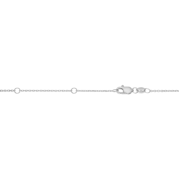 14K White Gold 0.87mm Double Extendable Diamond Cut Cable 18 Chain with Lobster Lock. Jump Ring at 16 and 17 inch.