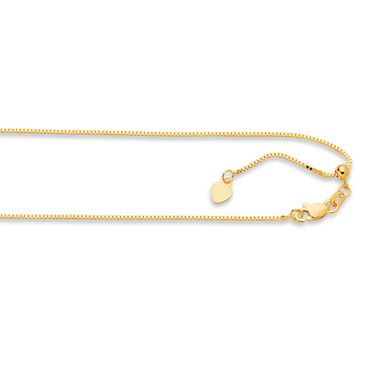14K Yellow Gold 0.85mm Adjustable Box 22 Chain with Lobster Lock