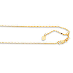 14K Yellow Gold 0.85mm Adjustable Box 30 Chain with Lobster Lock