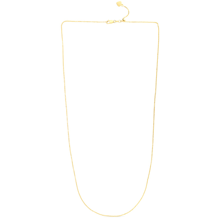 14K Yellow Gold 1.1mm Adjustable Diamond Cut Cable 30 Chain with Lobster Lock