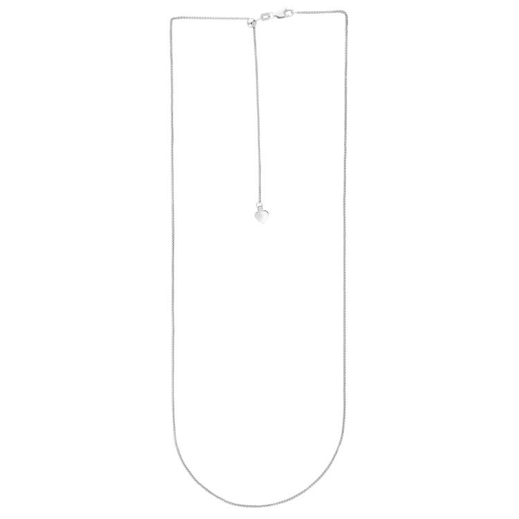 14K White Gold 1mm Adjustable Wheat 22 Chain with Lobster Lock