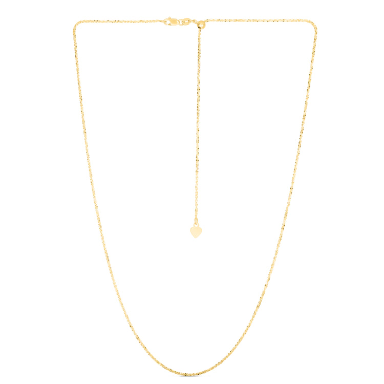 14K Yellow Gold 1.2mm Adjustable Sparkle 22 Chain with Lobster Lock