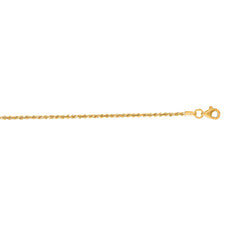 14K Yellow Gold 7 1.6mm Royal Rope Chain Bracelet with Lobster Lock