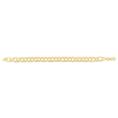 14K Yellow Gold 8mm Large Double Link 7 Charm Bracelet with Lobster Lock