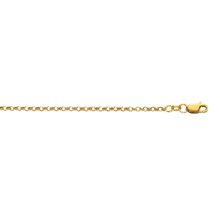 10K Yellow Gold 2.4mm Lite Rolo 20 Chain with Lobster Lock
