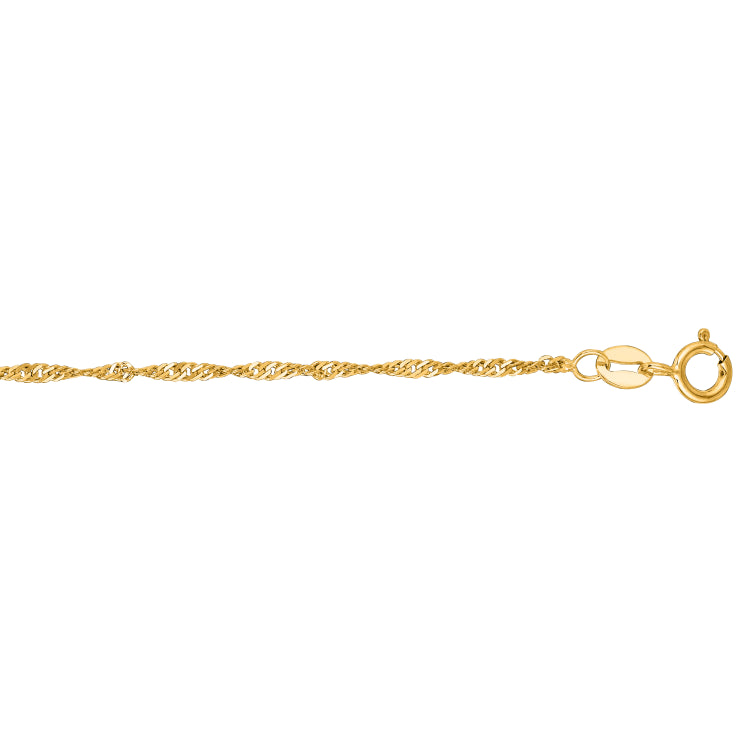 10K Yellow Gold 1.5mm Singapore 16 Chain with Spring Ring Clasp