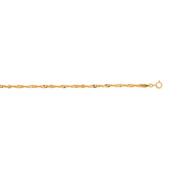 10K Yellow Gold 2.2mm Singapore 10 Chain Anklet with Spring Ring Clasp