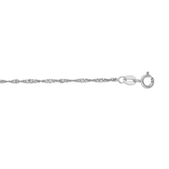 10K White Gold 1.5mm Singapore 10 Chain Anklet with Spring Ring Clasp