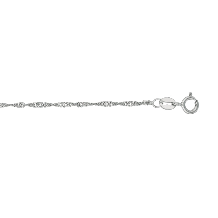 10K White Gold 1.5mm Singapore 20 Chain with Spring Ring Clasp