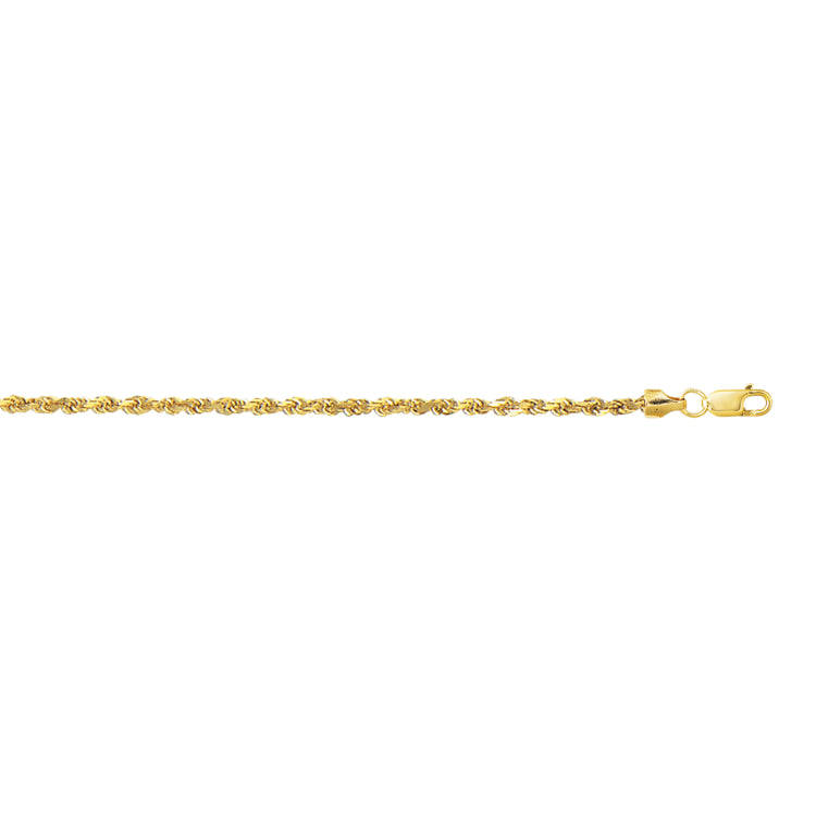 10K Yellow Gold 2.5mm Diamond Cut Lite Rope 22 Chain with Lobster Lock