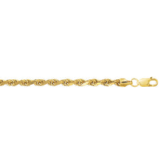 10K Yellow Gold 4.0mm Diamond Cut Lite Rope 22 Chain with Lobster Lock