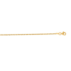 10K Yellow Gold 1.6mm Solid Diamond Cut Royal Rope 20 Chain with Lobster Lock