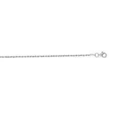 10K White Gold 1.6mm Solid Diamond Cut Royal Rope 18 Chain with Lobster Lock