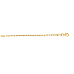 10K Yellow Gold 1.8mm Solid Diamond Cut Royal Rope 20 Chain with Lobster Lock