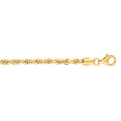 10K Yellow Gold 3.0mm Solid Diamond Cut Royal Rope 20 Chain with Lobster Lock