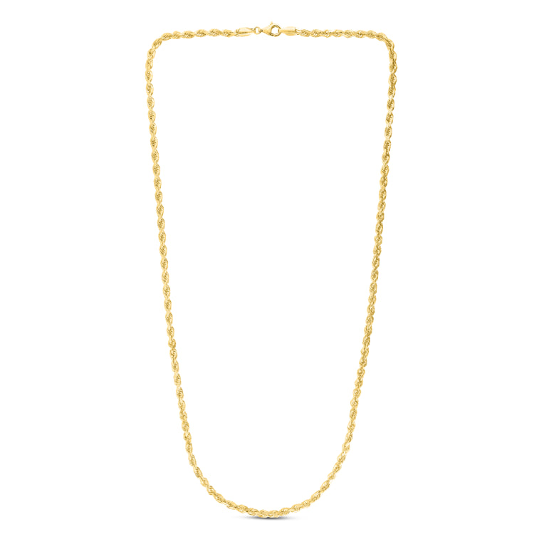 10K Yellow Gold 4.0mm Solid Diamond Cut Royal Rope 30 Chain with Lobster Lock