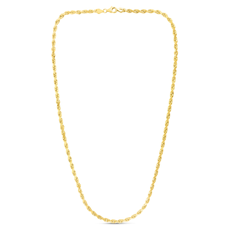 10K Yellow Gold 5.0mm Solid Diamond Cut Royal Rope 9 Chain with Lobster Lock
