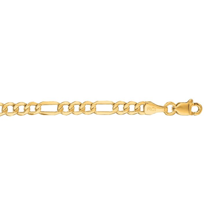 10K Yellow Gold 3.7mm Lite Figaro 24 Chain with Lobster Lock
