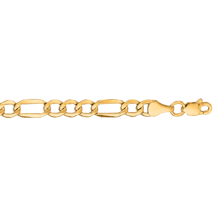 10K Yellow Gold 4.7mm Lite Figaro 24 Chain with Lobster Lock