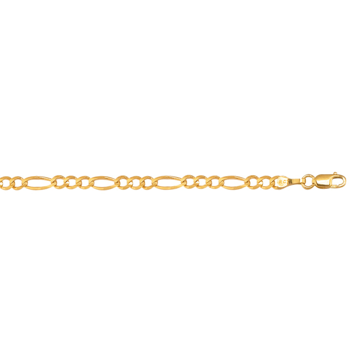 10K Yellow Gold 3.7mm Figaro 22 Chain with Lobster Lock