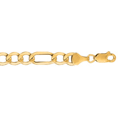 10K Yellow Gold 6.6mm Lite Figaro 8.5 Chain Bracelet with Lobster Lock