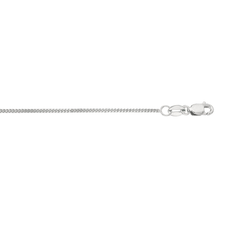 10K White Gold 1mm Gourmette 20 Chain with Lobster Lock
