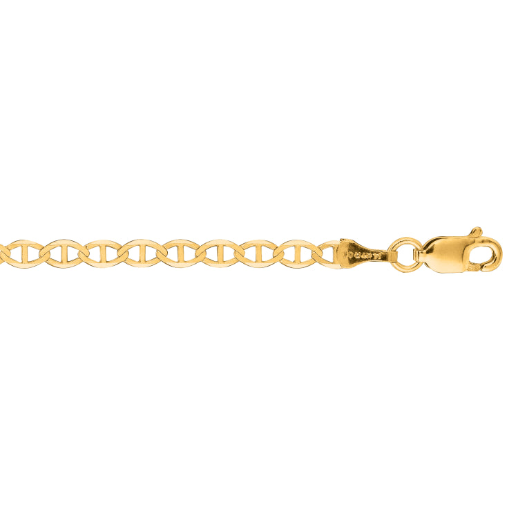 10K Yellow Gold 3.2mm Mariner 18 Chain with Lobster Lock