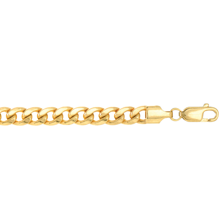 10K Yellow Gold 5.5mm Semi-Solid Miami 22 Chain with Lobster Lock