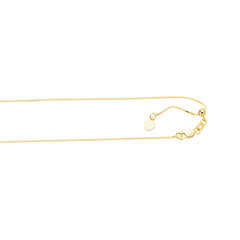 10K Yellow Gold 0.68mm Adjustable (adjusts up to 22 inches) Box 22 Chain with Lobster Lock