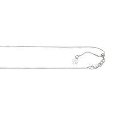 10K White Gold 0.68mm Adjustable (adjusts up to 22 inches) Box 22 Chain with Lobster Lock