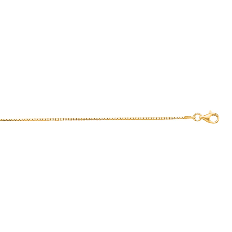 Sterling Silver 1.1mm Yellow Classic Box 18 Chain with Lobster Clasp