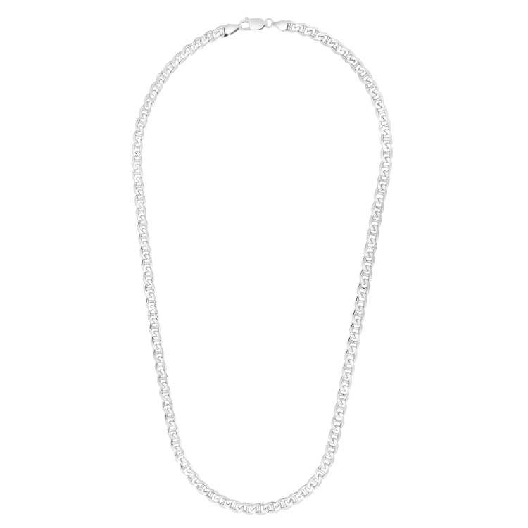 Sterling Silver 5.6mm Concave Mariner 22 Chain with Lobster Clasp