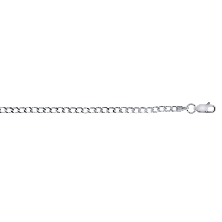 Sterling Silver 3mm Comfort Curb 18 Chain with Lobster Clasp