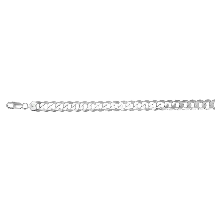 Sterling Silver 10.2mm Comfort Curb 24 Chain with Lobster Clasp