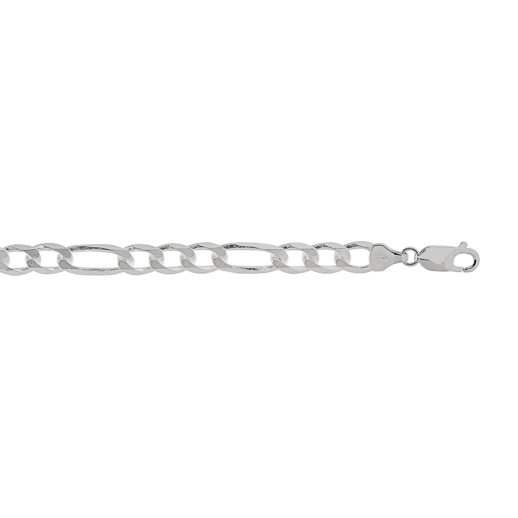 Sterling Silver 7mm Figaro 8.5 Chain Bracelet with Lobster Clasp