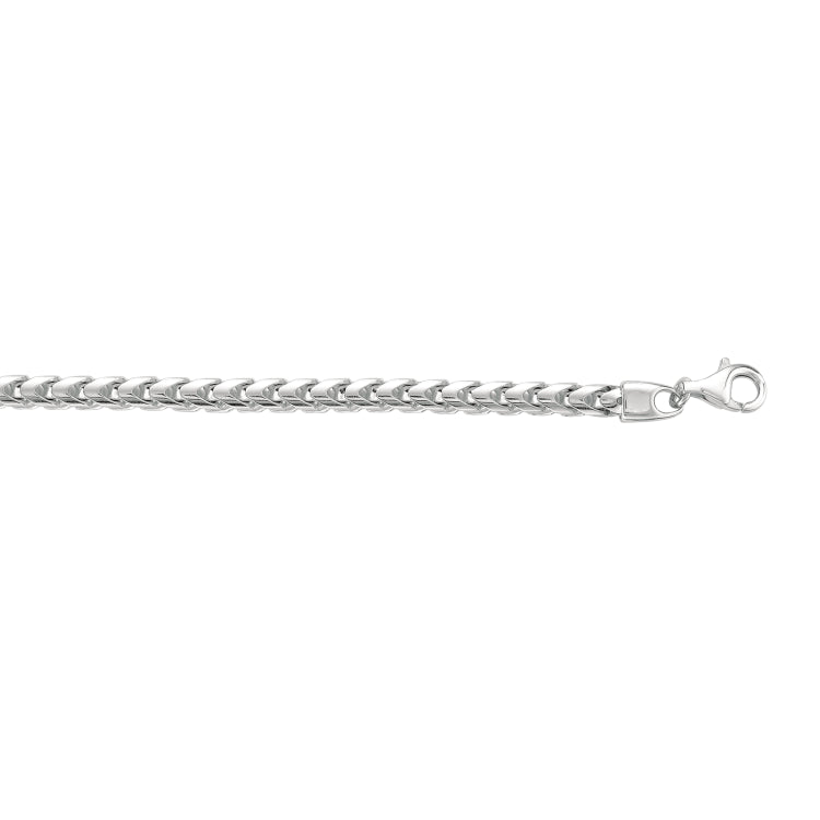 Sterling Silver 4.80mm Square Franco 8.5 Chain Bracelet with Lobster Clasp