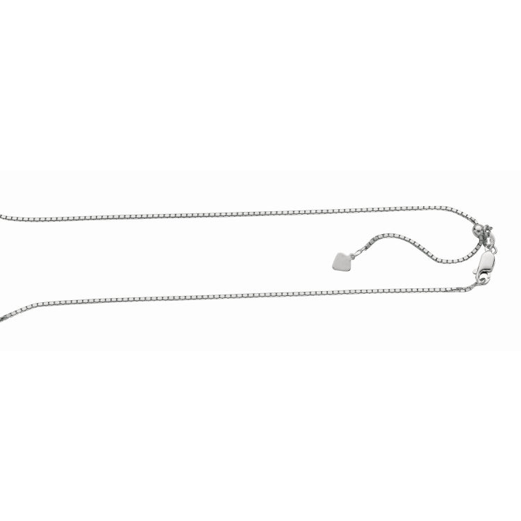 Sterling Silver 1.4mm Adjustable Box 22 Chain with Lobster Clasp