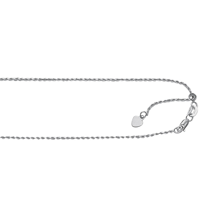 Sterling Silver 1mm Adjustable Rope 22 Chain with Lobster Clasp