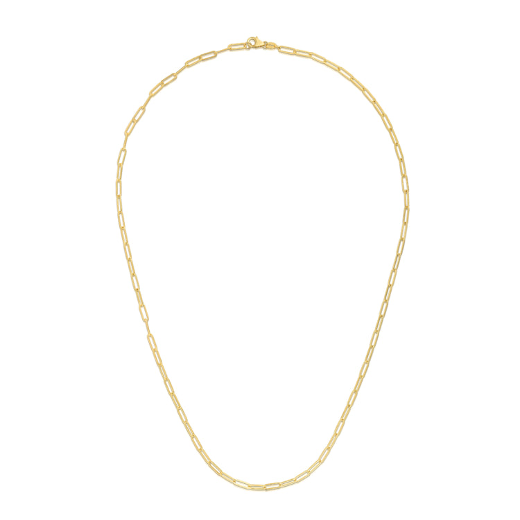 14K Yellow Gold 2.1mm Paperclip 20 Chain with Lobster Lock