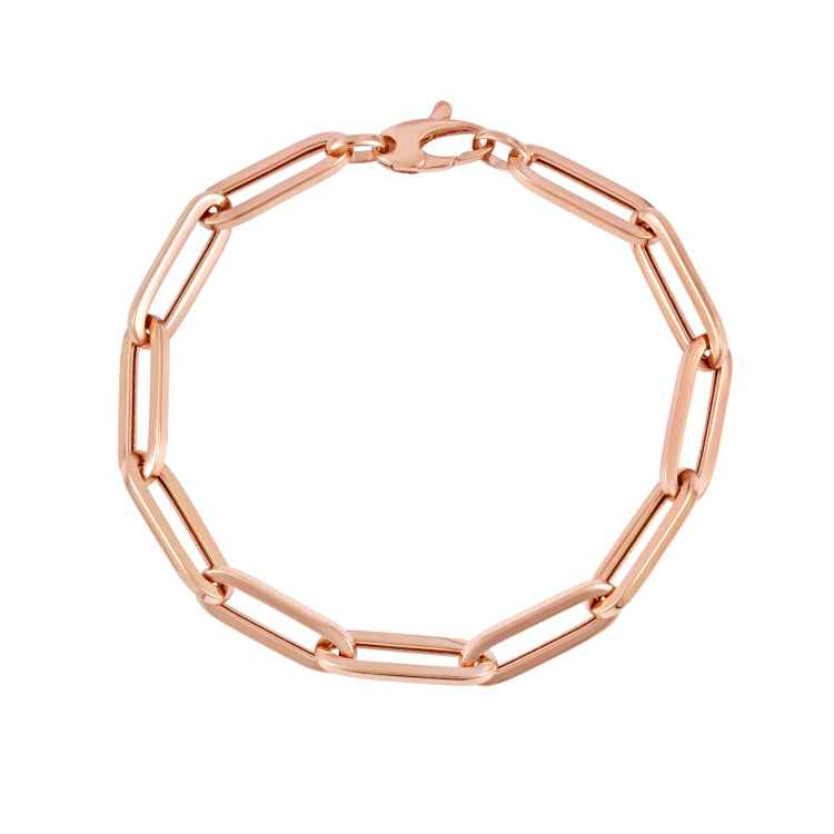 14K Rose Gold 6.1mm 18 Paperclip Chain Necklace with Lobster Lock