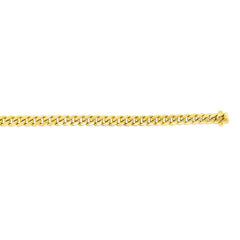 14K Yellow Gold 5mm 8 Semi-Solid Miami Cuban Chain Bracelet with Box Clasp